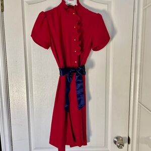 Vintage Puff Sleeve Pinstripe Dress